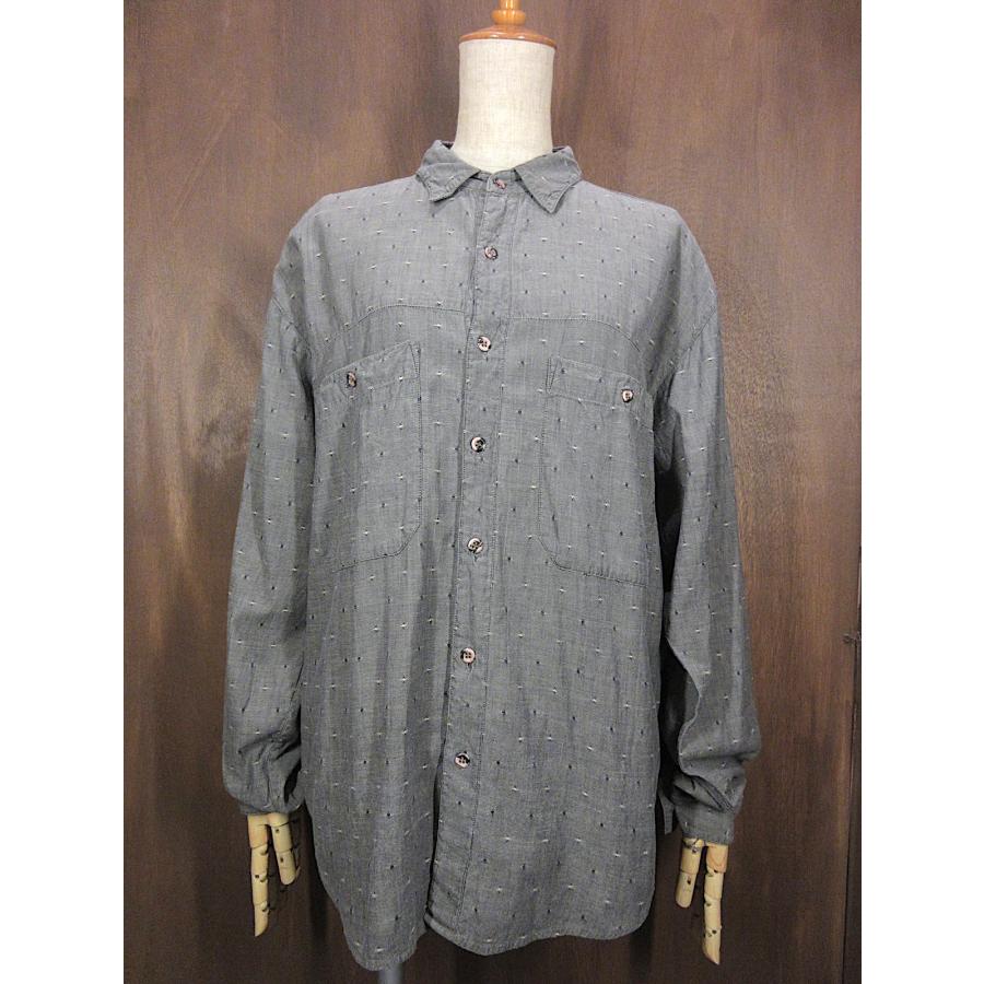 ビンテージ80's○Shah Safariカスリ柄コットン長袖シャツsize M