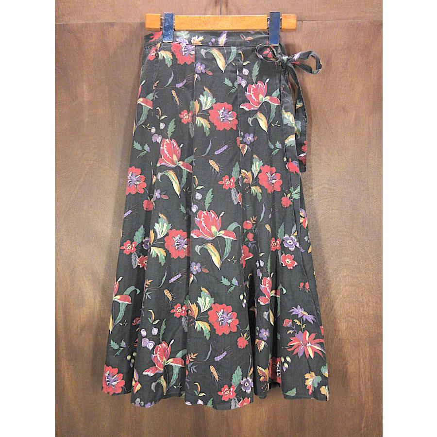 ヴィンテージラップスカート ビンテージ70's○花柄ラップスカートsize S○250927n4-w-skt-wfレトロ