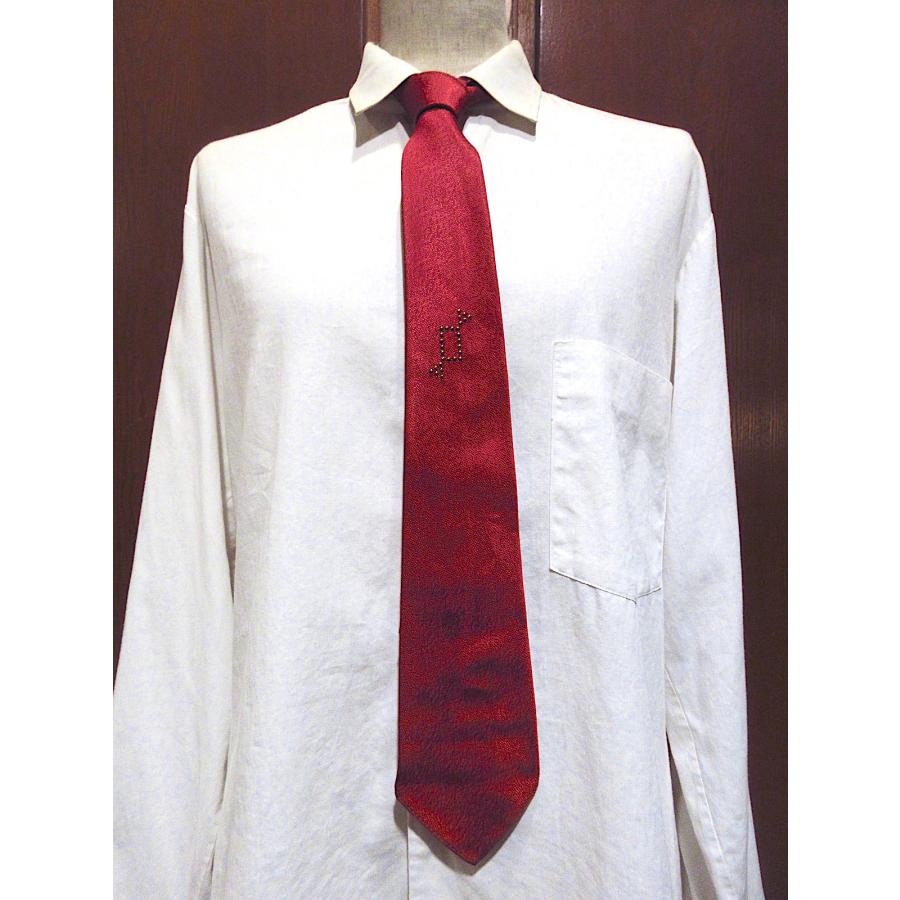 ビンテージ40's50's○Manhattanレーヨンネクタイ赤○251024m6-nct