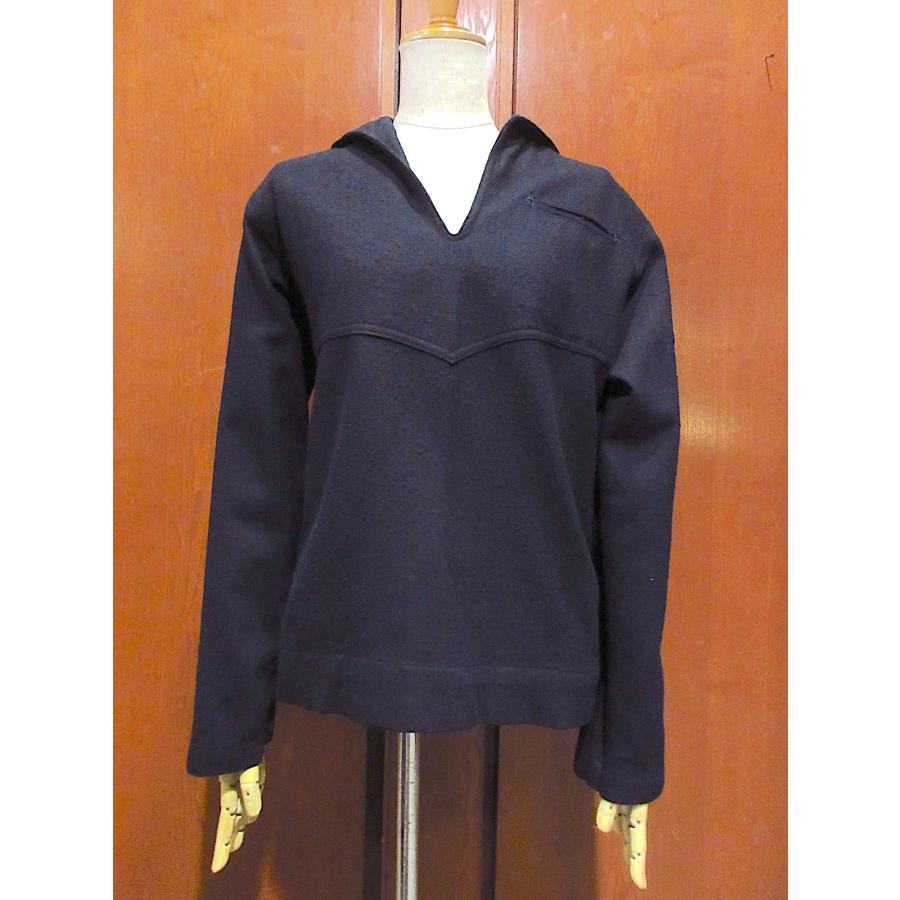 ビンテージ40's○U.S.NAVYステンシル入りウールセーラーシャツ紺size