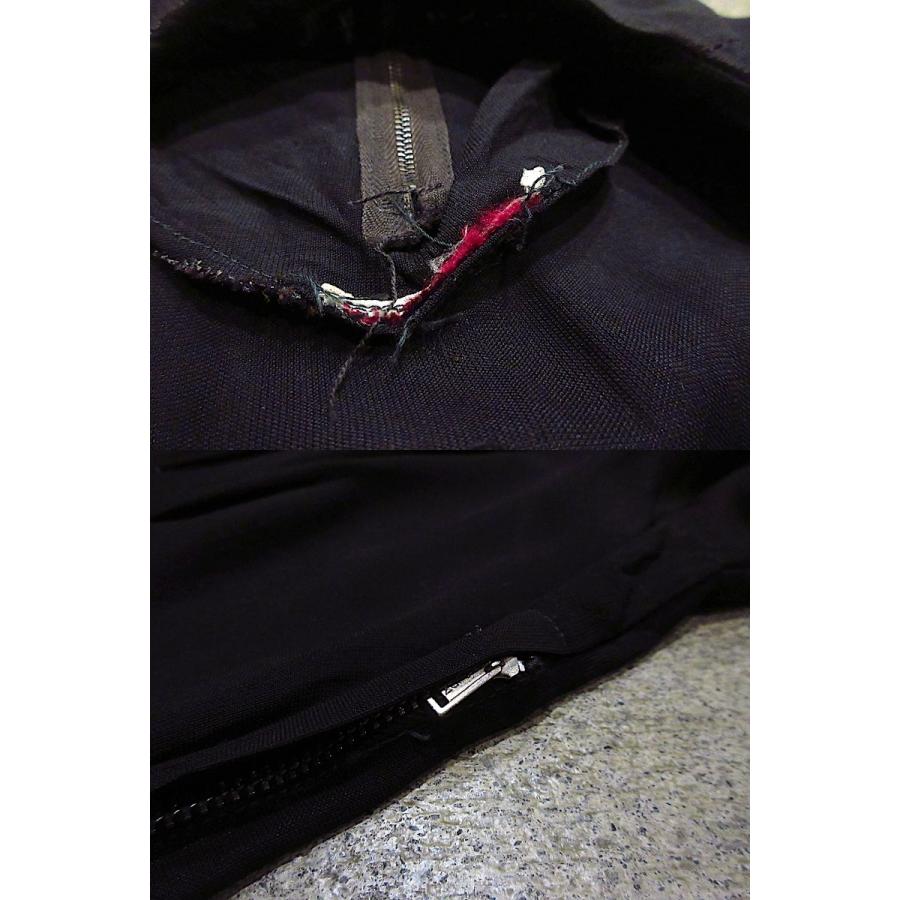 ビンテージ30's40's○フリル付きレーヨン七分袖ワンピース黒○251102n2