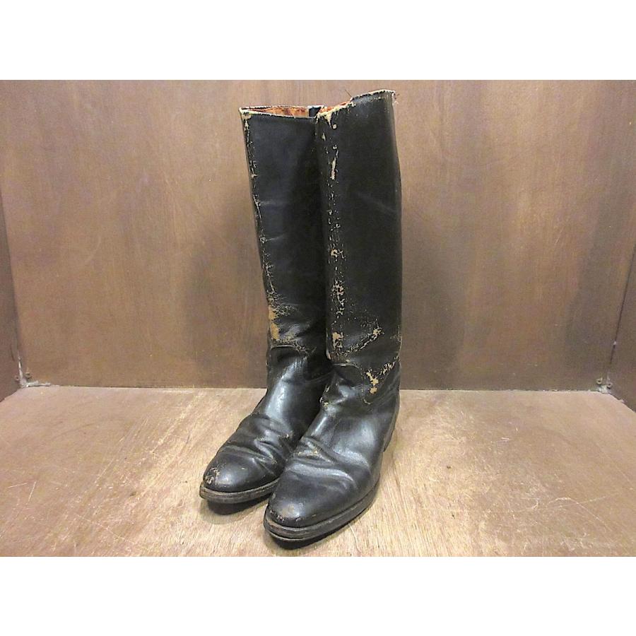 ビンテージ~70's○レザーライディングブーツ黒○251107z2-m-bt-23cm