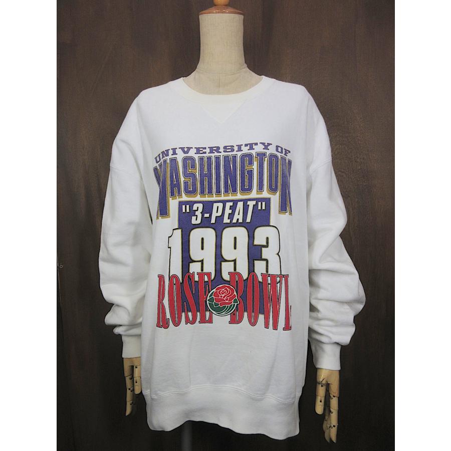 ビンテージ90's○WASHINGTON ROSE BOWLプリント前Vスウェット白size L