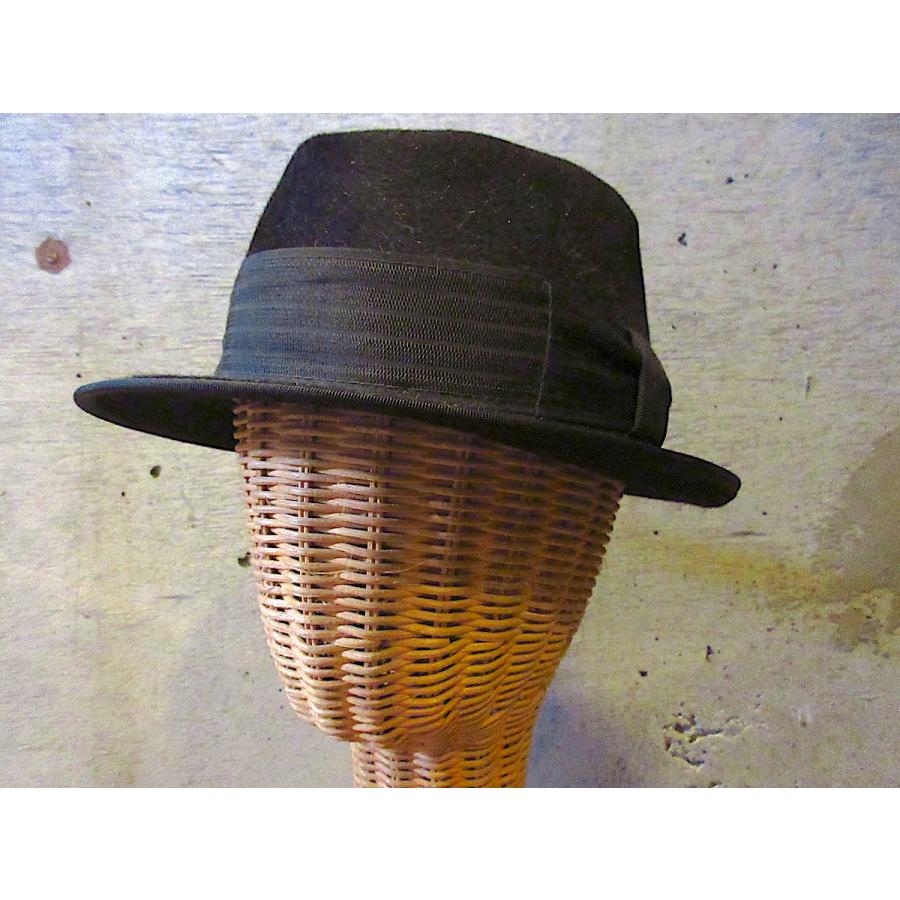 ビンテージ60's○PORTISフェドラハット黒size 7○260105z3-m-ht-flt