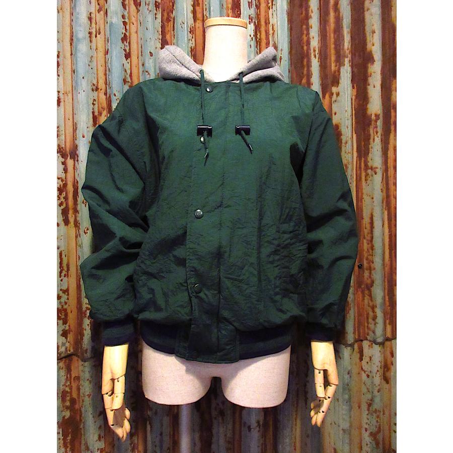 Weirdo 緑色 ナイロンジャケット M ビンテージ90's○Expressフード付きナイロンジャケット緑×グレーsize