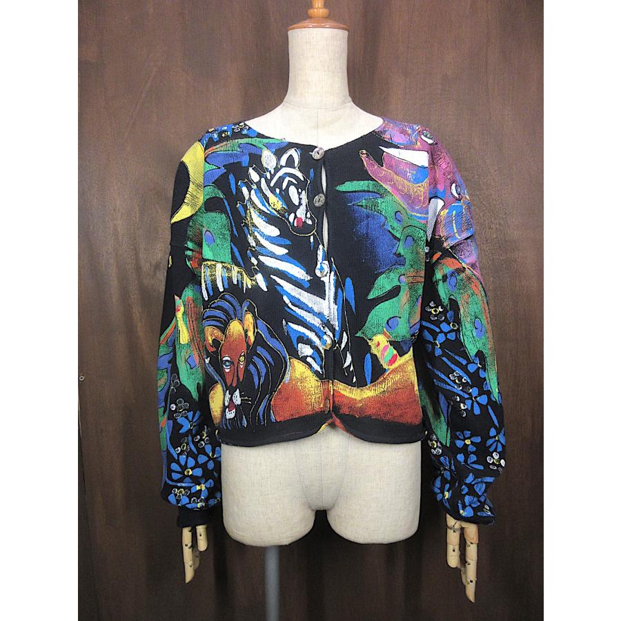 ネパール製 90s ビンテージ ハンドニット セーター カーディガン 古着 ハンドニット ネパール製 手編 幾何学模様 ニット セーター マルチ