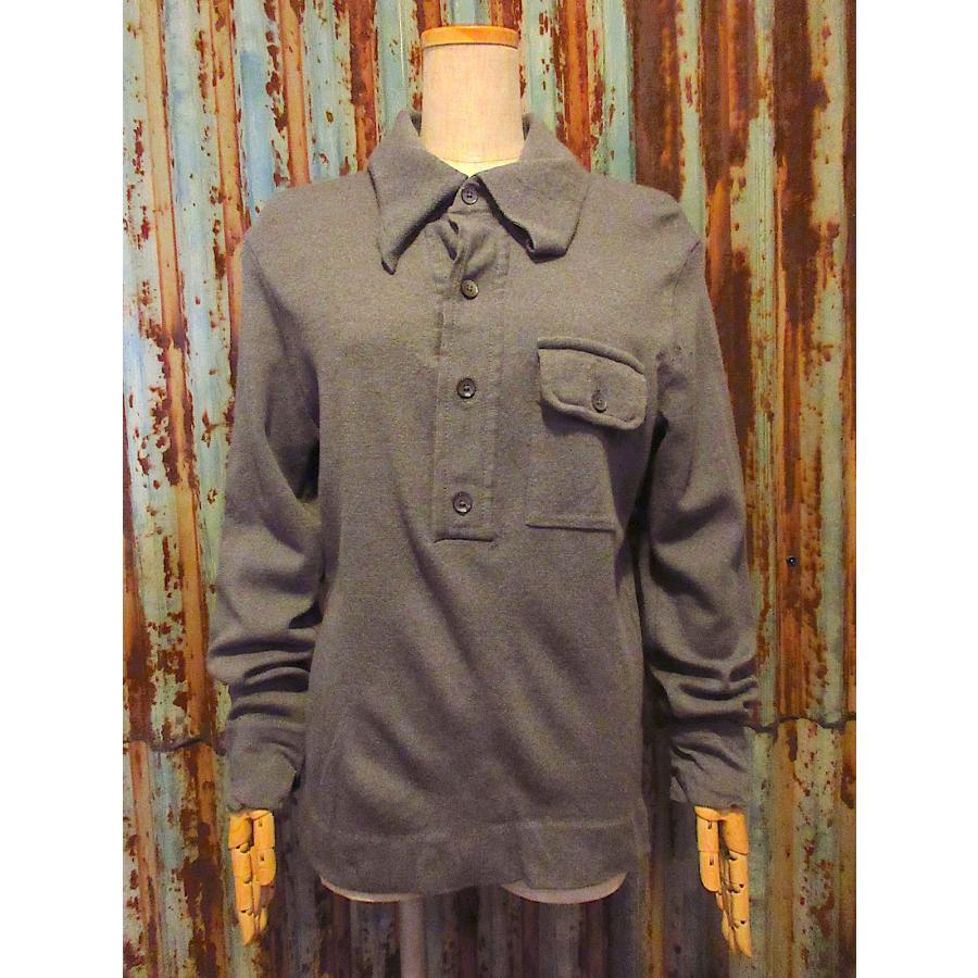 STONE  グレー 長袖ポロシャツ ビンテージ70's○ウール長袖ポロシャツグレーsize M○260112z2-m-plsh