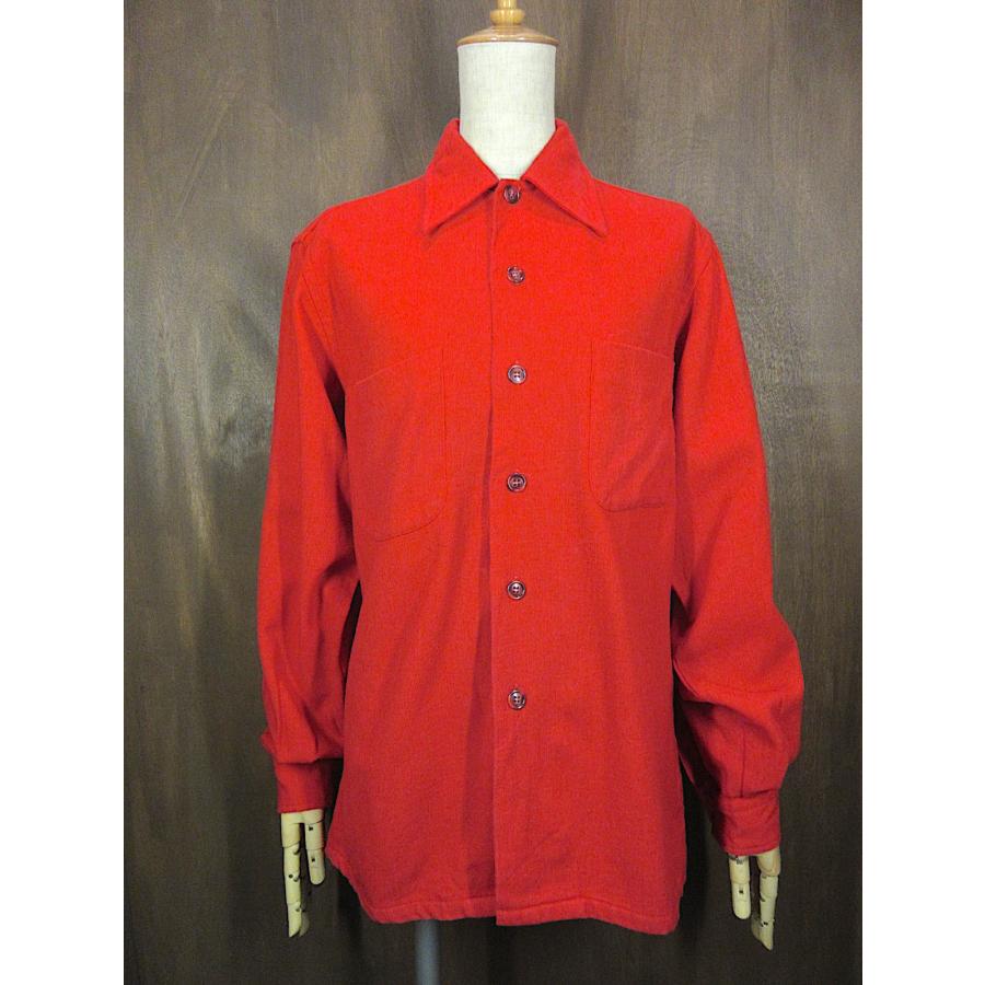 ビンテージ60's70's○Donegalウール長袖シャツ赤size S○260113n1-m