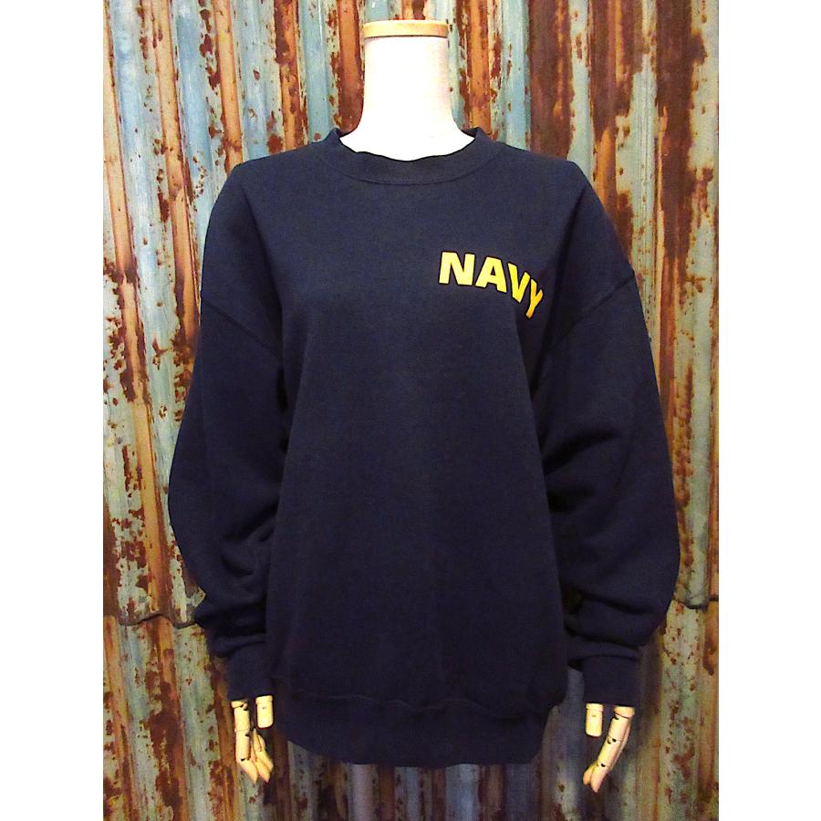 ビンテージ90's2000's○NAVYプリントスウェット紺○260120j2-m-sws
