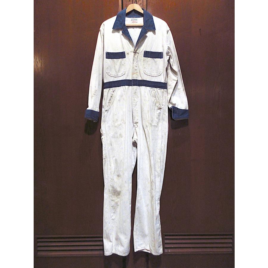 ビンテージ50's○HBTオールインワン白×青size 40 REG○260120m5-m-all