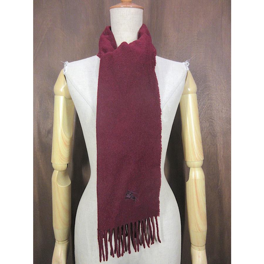 ビンテージ○Burberrysウールマフラーバーガンディ○260121z3-mfl