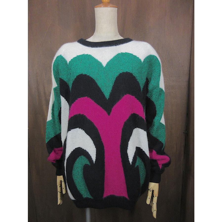 vintage アンゴラニット ビンテージ80's○レディースラメ入りデザインアンゴラニットセーター