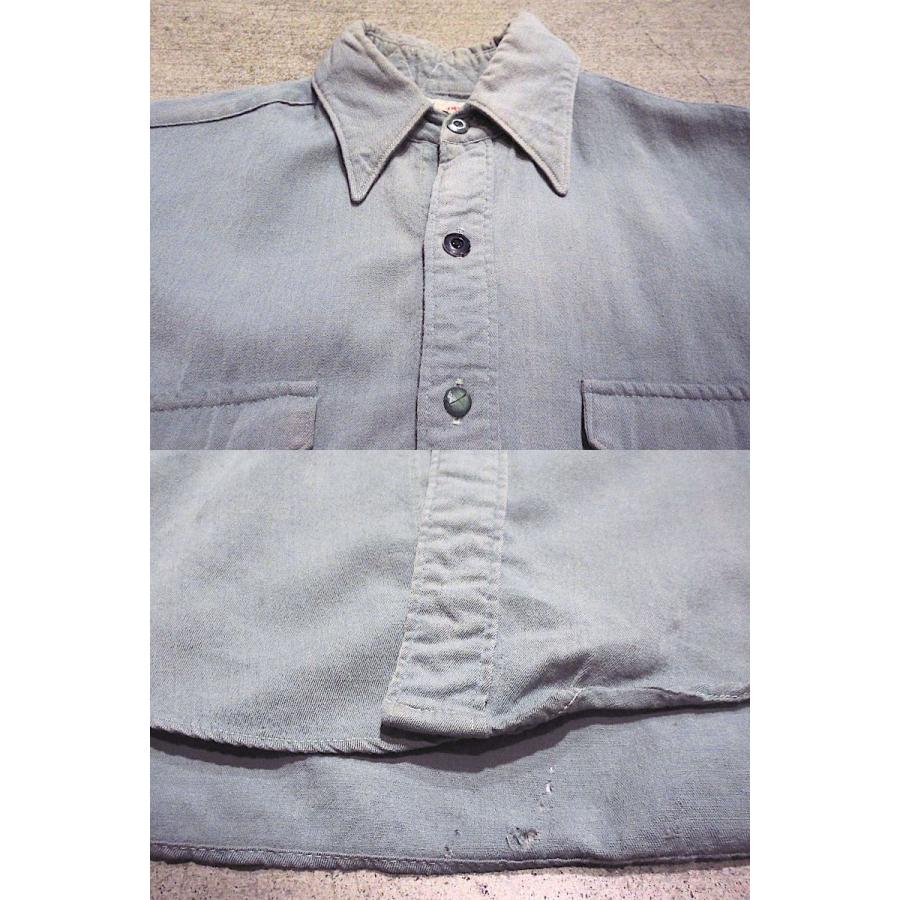 ビンテージ40's○Field Streamウール長袖シャツサックスブルー