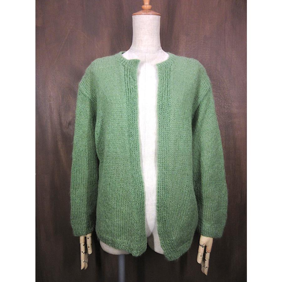 ビンテージ~70's○レディースモヘアカーディガン黄緑○260202n3-w-cdg