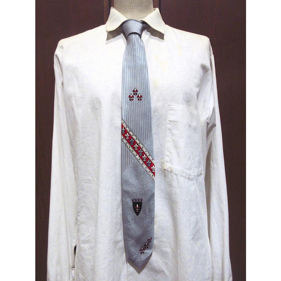 ビンテージ50's○百合柄レーヨンネクタイ○260204m7-nctロカビリー