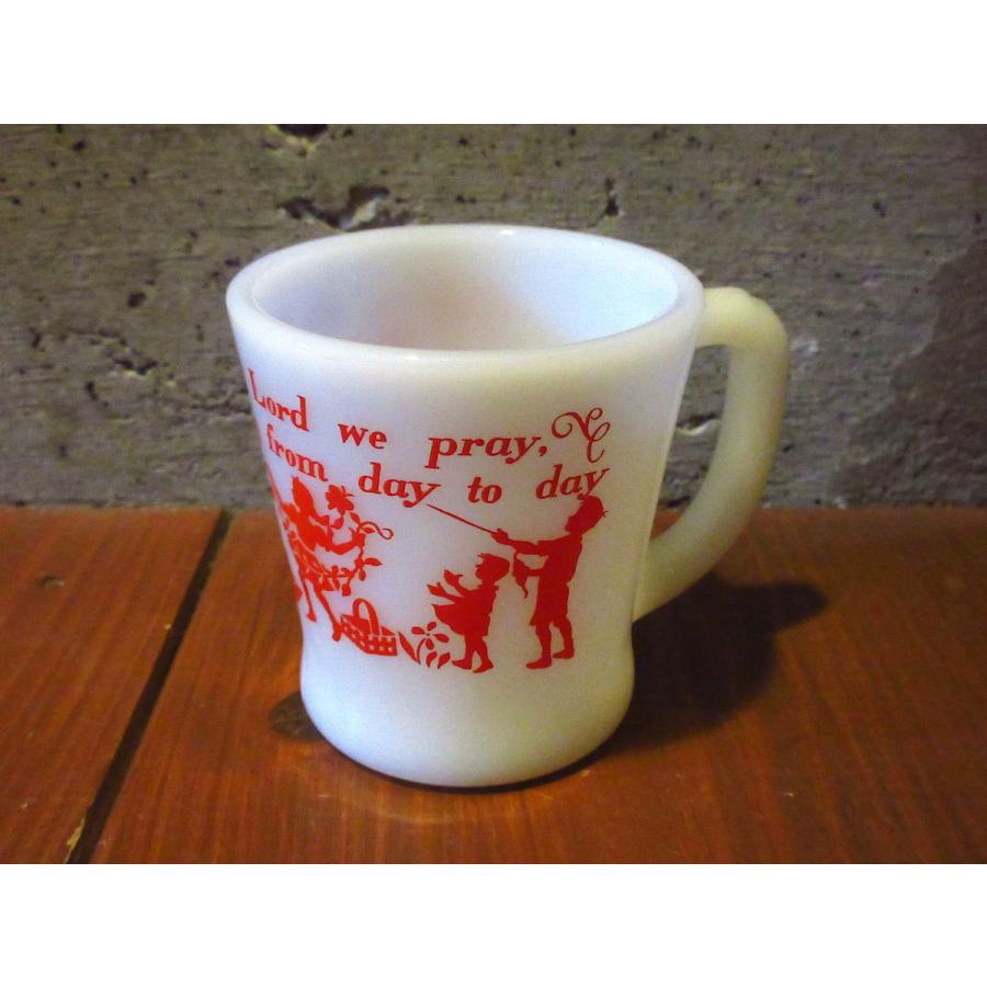 ビンテージ○Fire King Dハンドルプレーヤーマグ白×赤○260205d1-frk