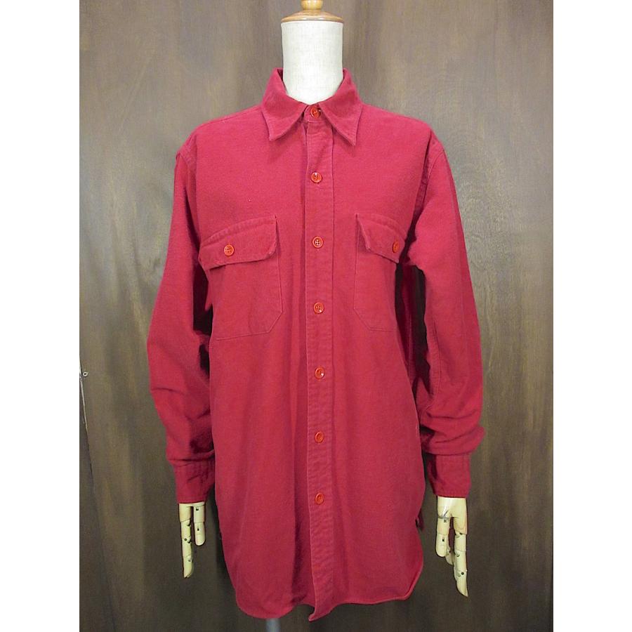 ビンテージ80's○L.L.Beanシャモアクロス長袖シャツ赤size 15 1/2