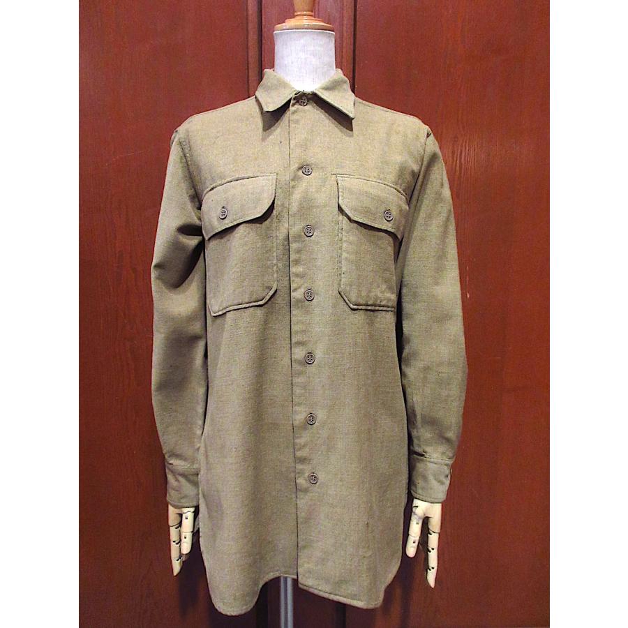 ヴィンテージ40s wool field shirt マチ付き ビンテージ40's○ミリタリーマチ付きウール長袖シャツsize 15-33