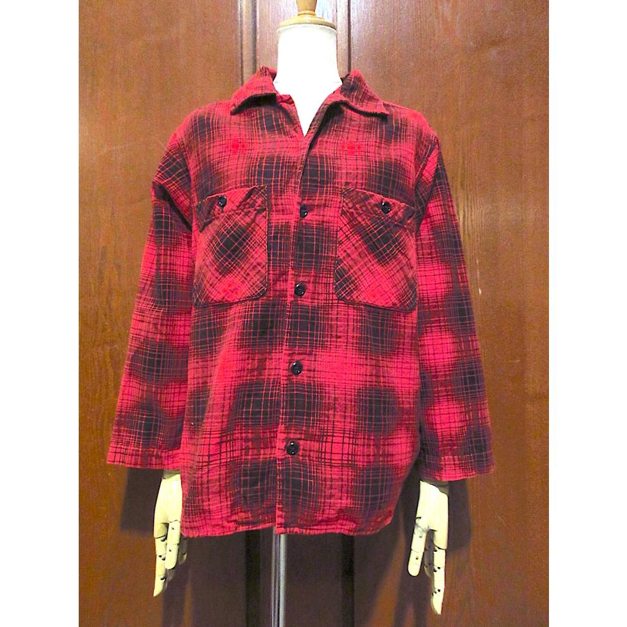 ビンテージ50's○PENNEY'Sオンブレチェックコットンプリントネルシャツ