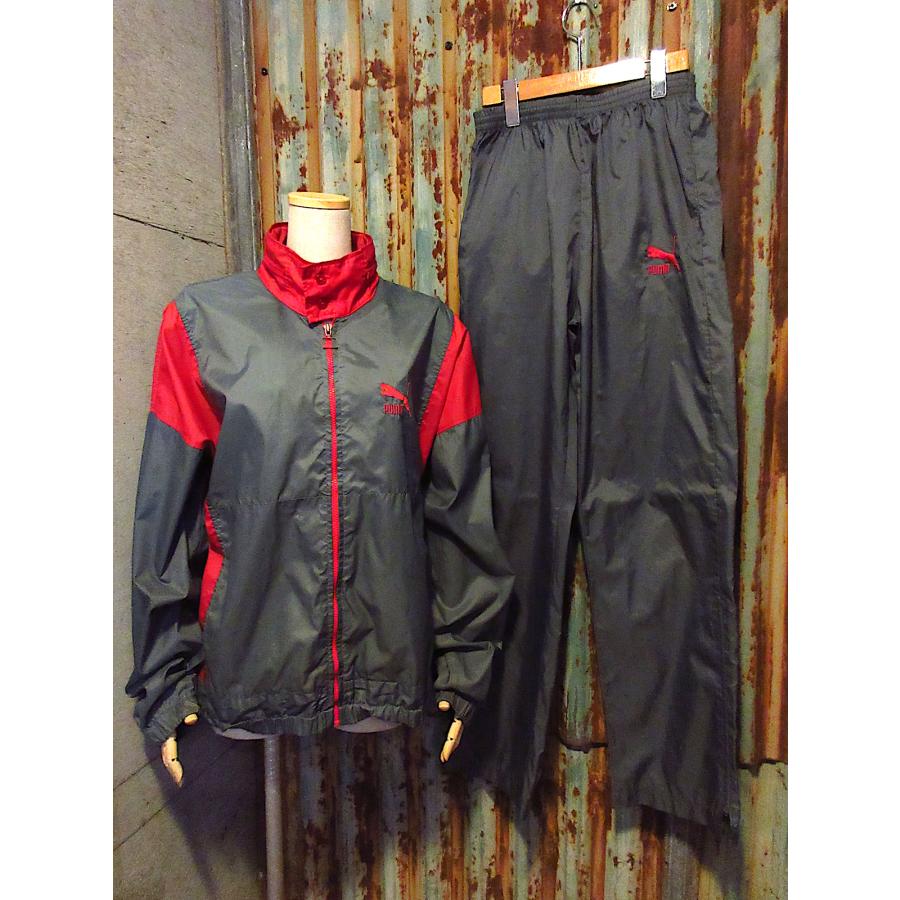希少！ヴィンテージ80-90年代　PUMA ナイロンセットアップ　美品 ビンテージ80's○PUMAナイロンジャケット＆パンツsize S○260424j2-m