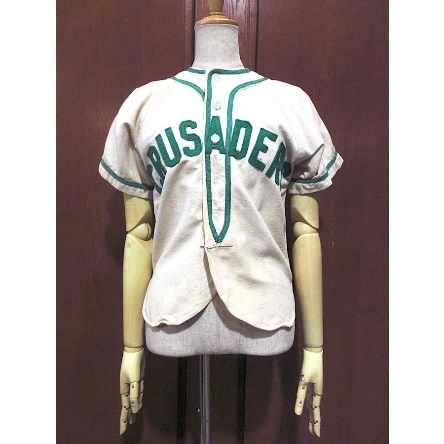 ビンテージ Wilson ベースボールシャツ 40 ビンテージ40's○Wilson CRUSADERSウールベースボールシャツ生成り