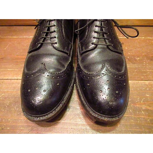 ビンテージ60's70's☆ウイングチップシューズ黒 約28cm☆50's80's革靴