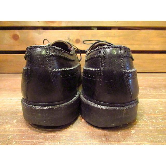 ビンテージ60's70's☆ウイングチップシューズ黒 約28cm☆50's80's革靴