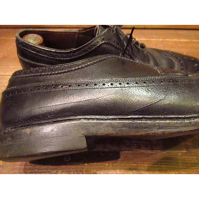 ビンテージ60's70's☆ウイングチップシューズ黒 約28cm☆50's80's革靴