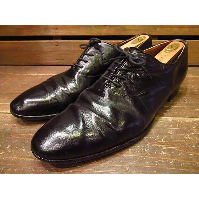 ビンテージ70's80's☆プレーントゥシューズ黒☆1970s1980s革靴ドレス