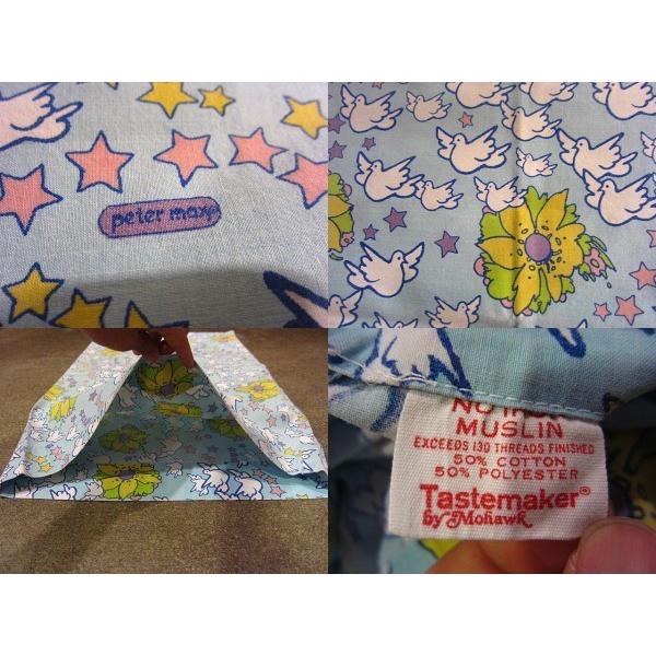 ビンテージ70's☆Peter Max鳩総柄ピローケースA☆枕カバー古着鳥