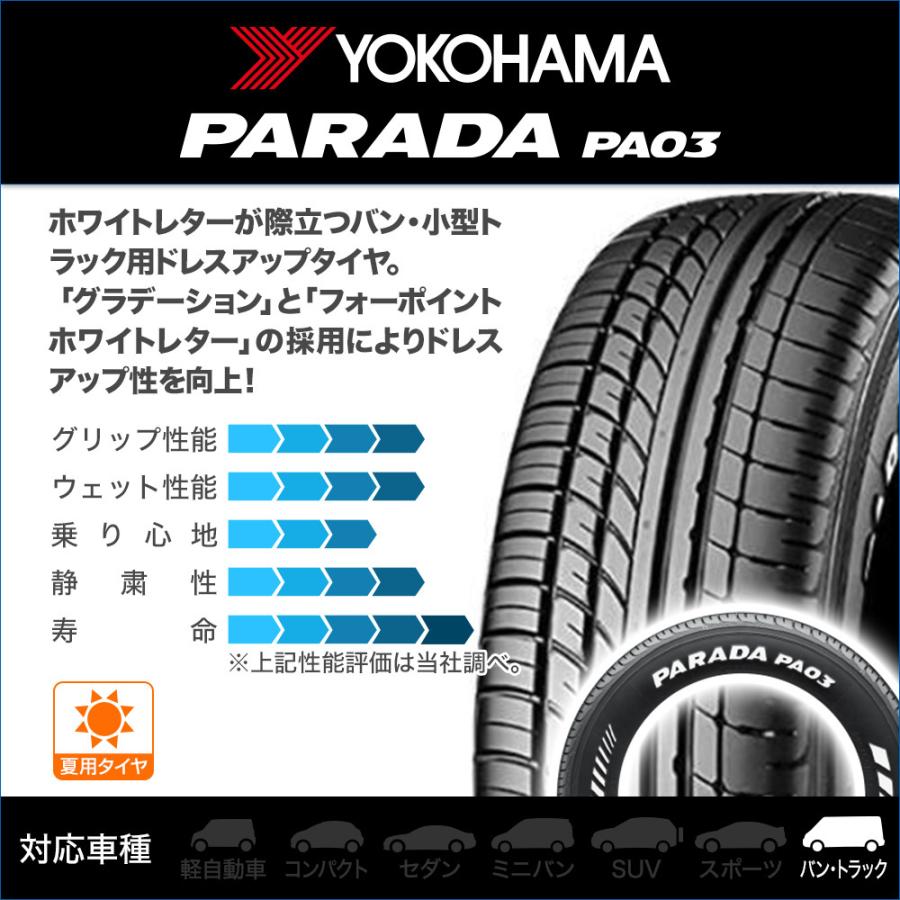 ヨコハマ PARADA パラダ PA03 225/50R18 107/105H ホワイトレター サマータイヤのみ・送料無料(1本) | PARADA | 01