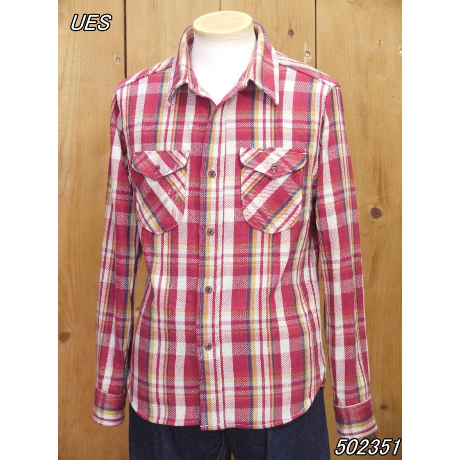 UES（ウエス） ネルシャツ 先染ヘビーネルシャツ レッド 長袖ワーク