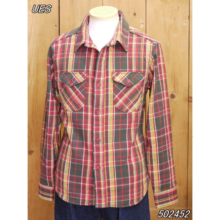 UES（ウエス） ネルシャツ 先染ヘビーネルシャツ レッド 長袖ワーク