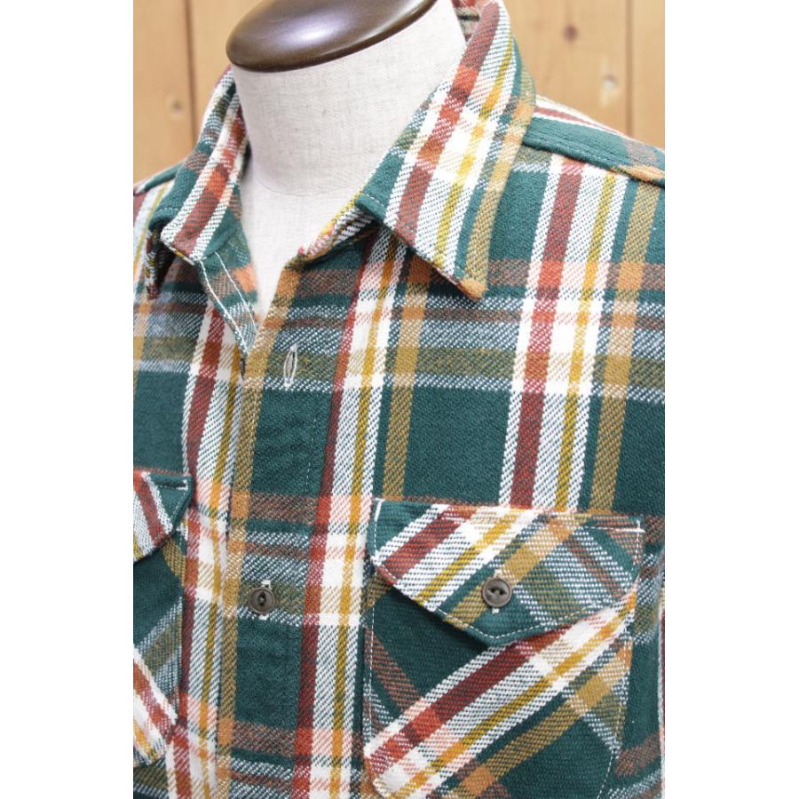 UES（ウエス） ネルシャツ 先染ヘビーネルシャツ グリーン 長袖ワーク