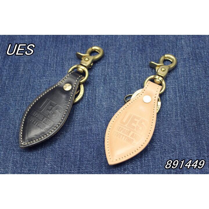 ウエス UES レザーリーフ型キーホルダー ブラック タン 891449