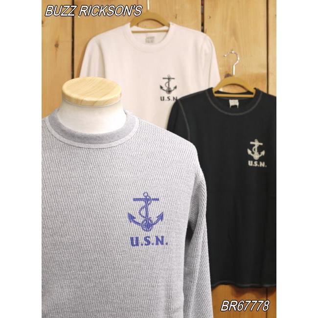 バズリクソンズ U.S.N. サーマルTシャツ グレー ブラック ナチュラル BR67778｜craft-ac