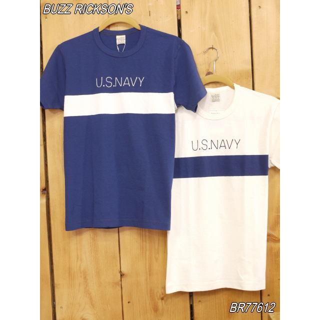 バズリクソンズ U.S.NAVY Tシャツ ネイビー オフホワイト　BR77612｜craft-ac