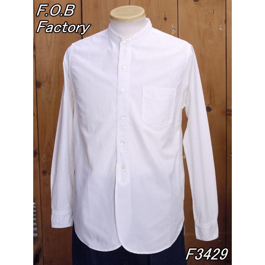 F.O.B ファクトリー バンドカラーシャツ F3429 ホワイトシャツ fob 