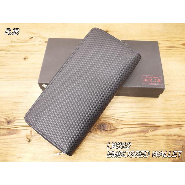 RJB LW202 ラウンドジップウォレット RJB エンボスジッパーウォレット ブラック ラウンドファスナー LW202