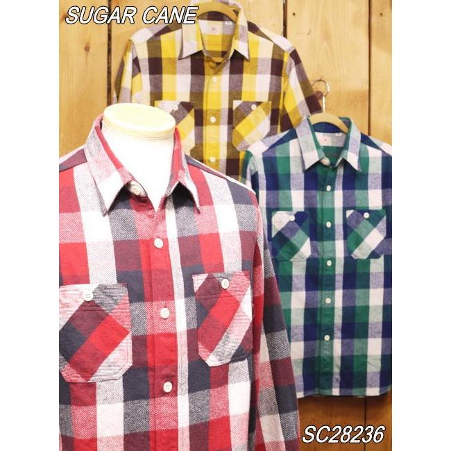 SUGAR CANE シュガーケーン ツイルチェック ネルワークシャツ レッド
