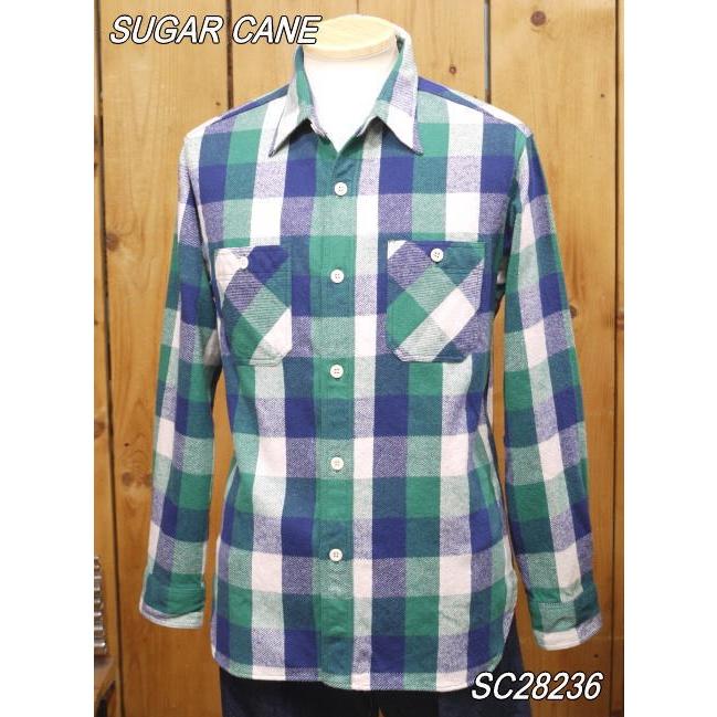 SUGAR CANE シュガーケーン ツイルチェック ネルワークシャツ レッド