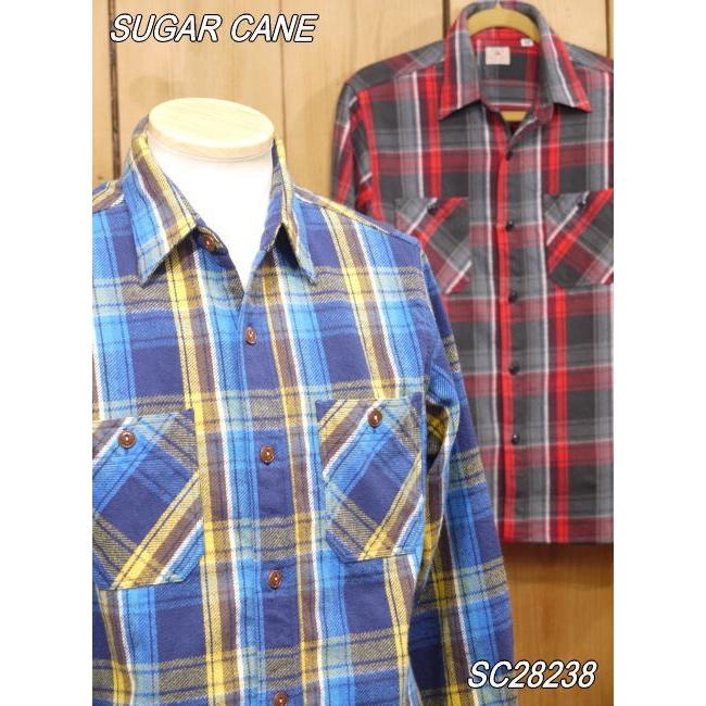 SUGAR CANE シュガーケーン ツイルチェック ネルワークシャツ ネイビー