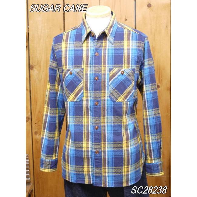 SUGAR CANE シュガーケーン ツイルチェック ネルワークシャツ ネイビー