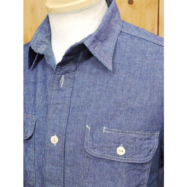 SUGAR CANE シュガーケーン 半袖シャンブレーワークシャツ ブルー