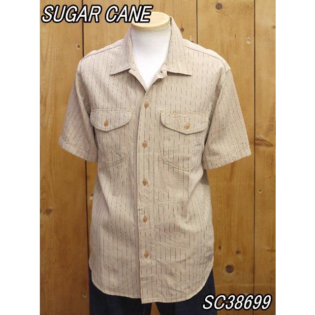 SUGAR CANE シュガーケーン コークストライプワークシャツ ベージュ 