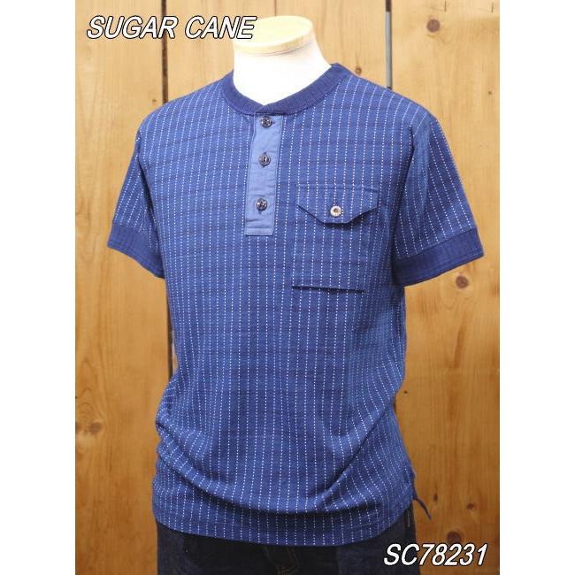 SUGAR CANE シュガーケーン インディゴウォバッシュヘンリーネックT