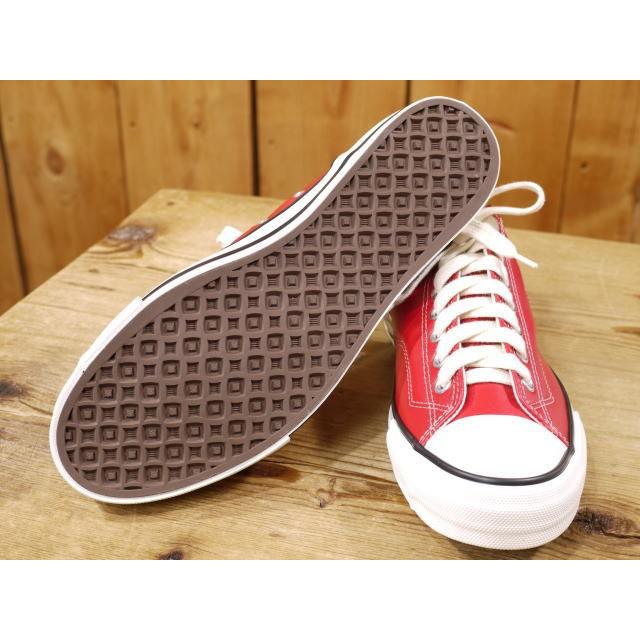 フラットヘッド レザースニーカー ホワイト レッド ブラック SNK-01HS