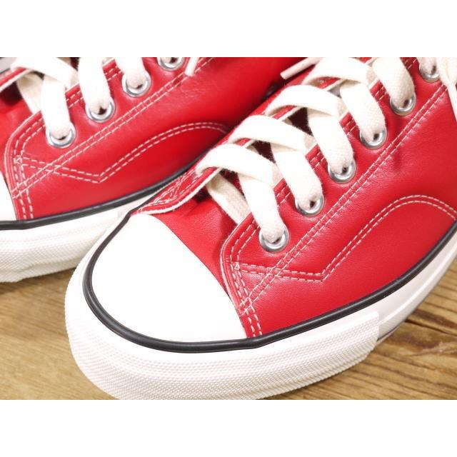 フラットヘッド レザースニーカー ホワイト レッド ブラック SNK-01HS