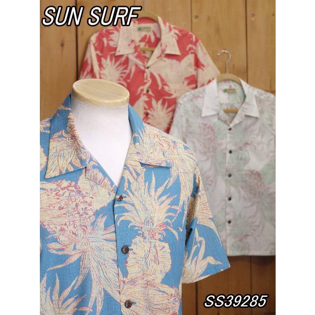 サンサーフ ISLAND PINEAPPLE コットンリネン オープンシャツ ホワイト レッド ブルー  SS39285 | SUGAR CANE