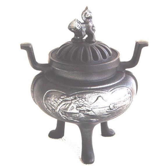 南部鋳鉄製 蓋付き器 香炉装飾的デザイン 南部鉄器 香炉 山水紋 : クラフトショップ 彩 - 通販 - Yahoo!ショッピング